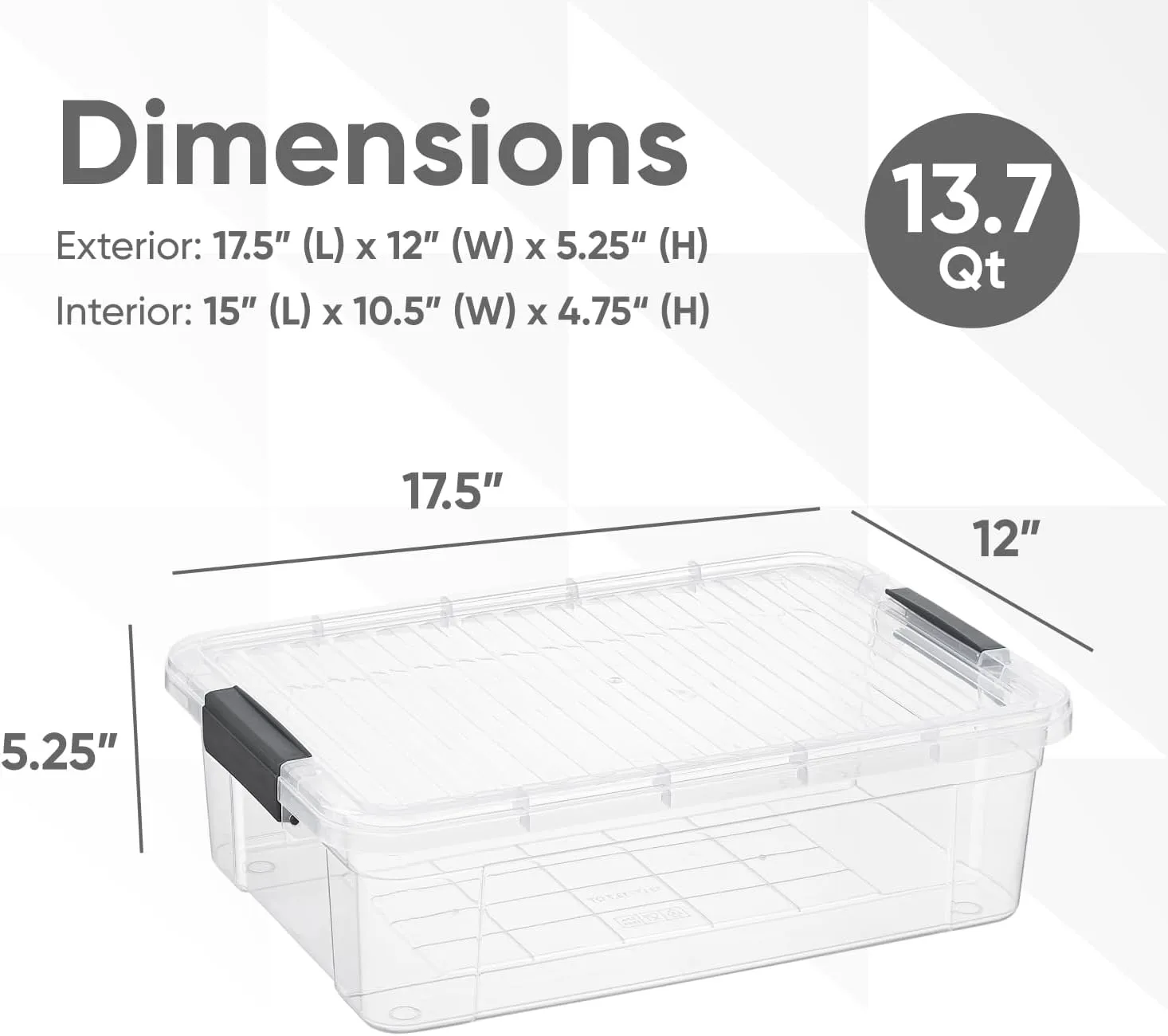 Superio Clear Storage Boxes with Lids, 16 Quart Plastic Container Bins for Organizing, Stackable Crates, BPA Free, Non Toxic, Odor Free, Organizers for Home, Office, School, and Dorm