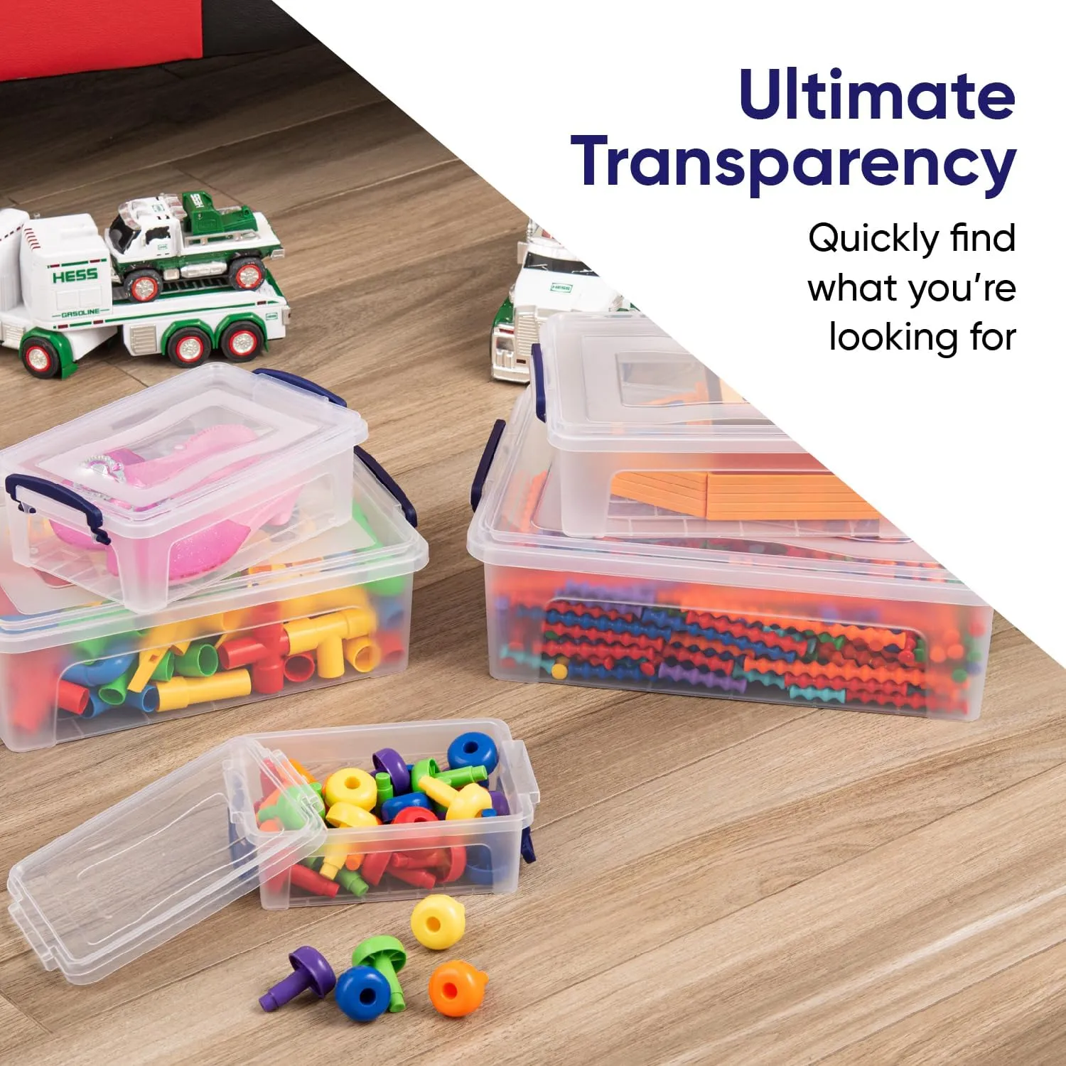 Superio Clear Storage Boxes with Lids, 16 Quart Plastic Container Bins for Organizing, Stackable Crates, BPA Free, Non Toxic, Odor Free, Organizers for Home, Office, School, and Dorm