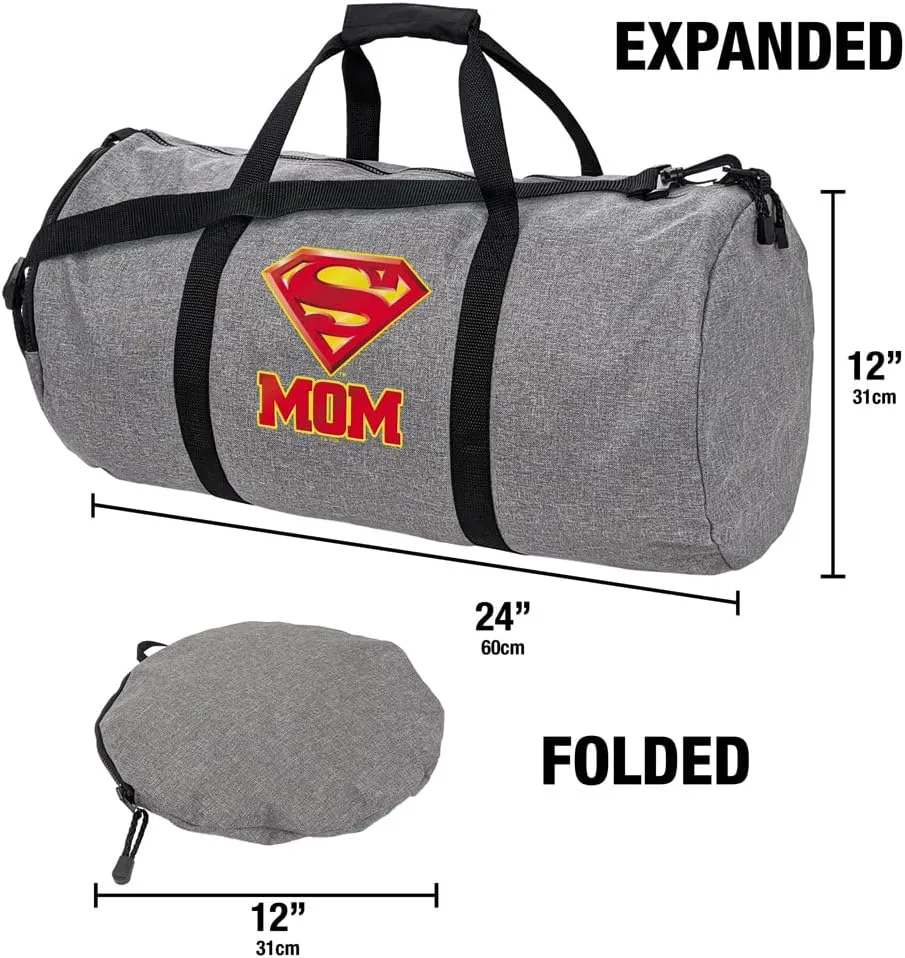 Superman Super Mom Shield Logo Lightweight Duffel Bag for Sports and Gym Packable for Travel