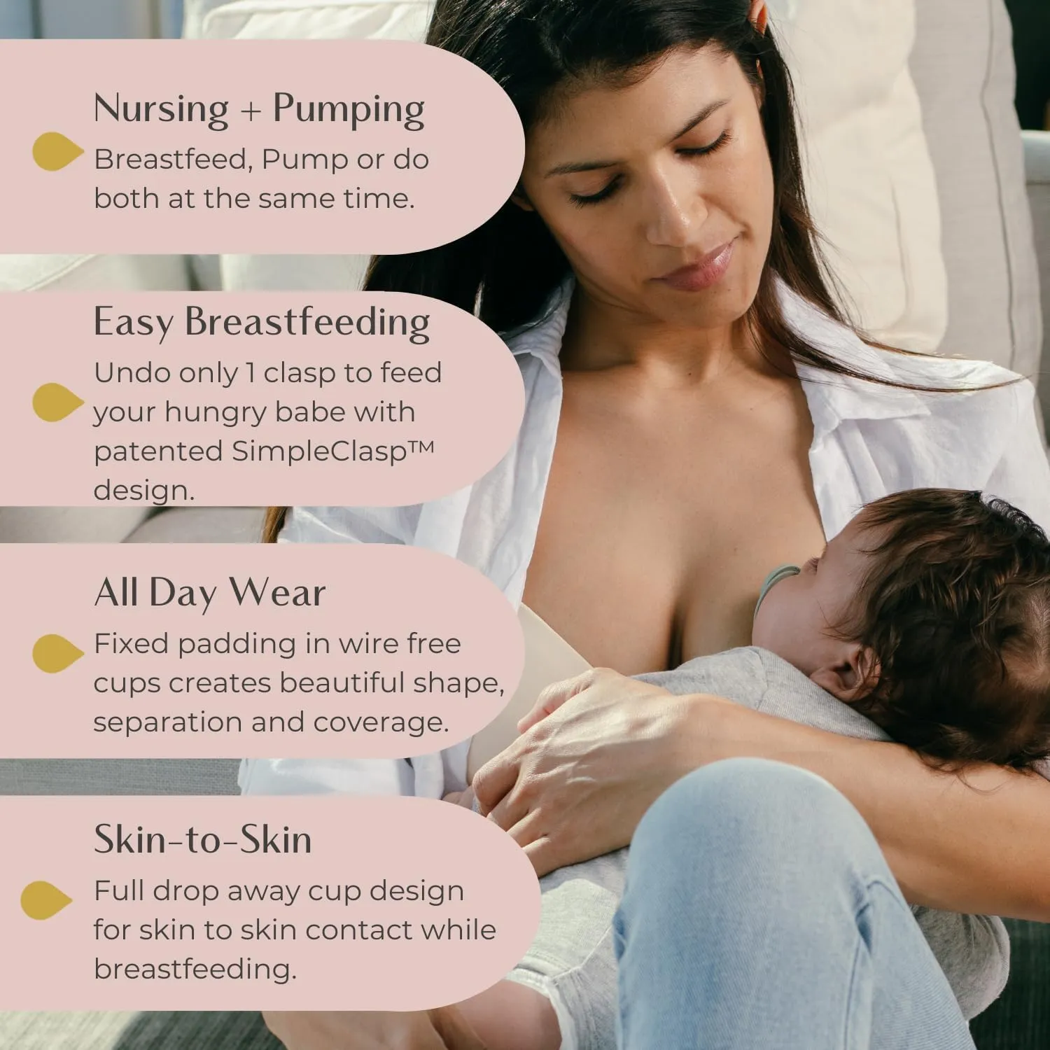 Supermom T-Shirt Nursing & Hands Free Pumping Bra with Fixed Padding - Comfortable Maternity Breast Pump Bra