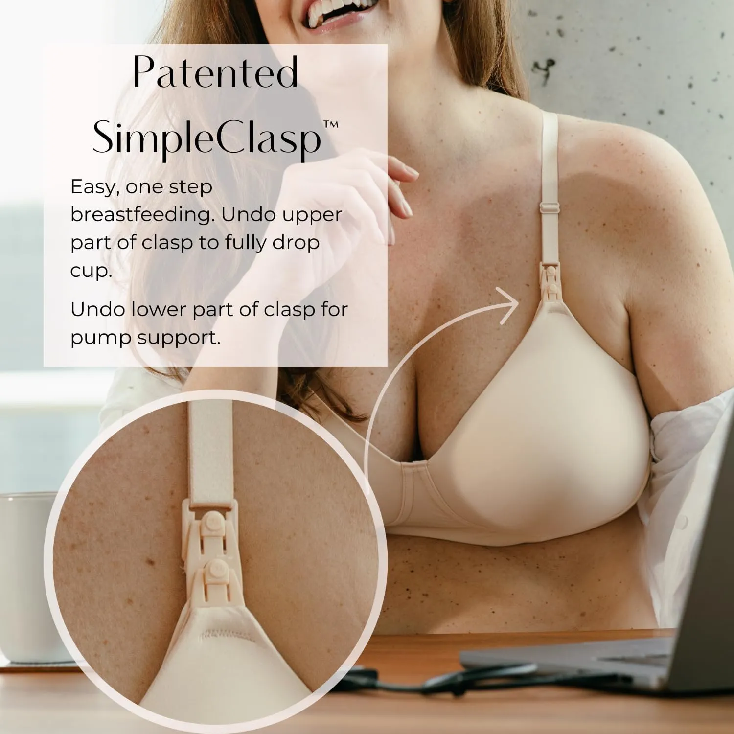 Supermom T-Shirt Nursing & Hands Free Pumping Bra with Fixed Padding - Comfortable Maternity Breast Pump Bra
