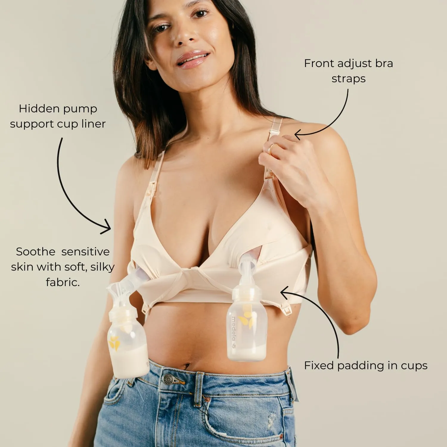 Supermom T-Shirt Nursing & Hands Free Pumping Bra with Fixed Padding - Comfortable Maternity Breast Pump Bra