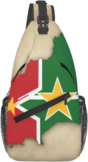 Suriname Flag Map03 Men'S Casual Chest Crossbody Bag, Lightweight Durable Shoulder Sling Pack For Daily Use, Travel, And Outdoor.