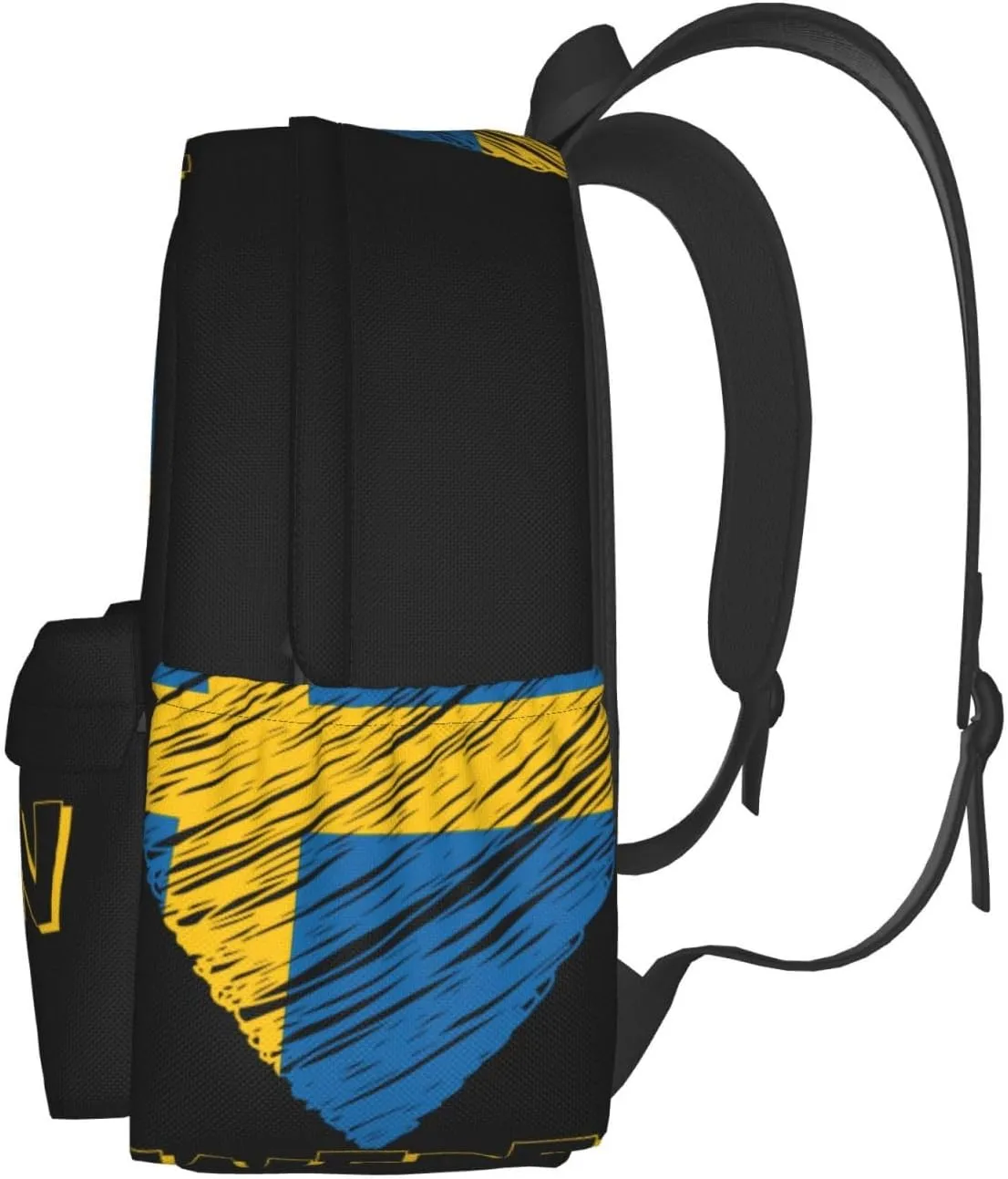 Swedish Sweden Flag Heart Casual Backpack Large Capacity Travel Backpacks Laptop Daypack Commuter Rucksack Adjustable Strap Sports Bags for Hiking Biking