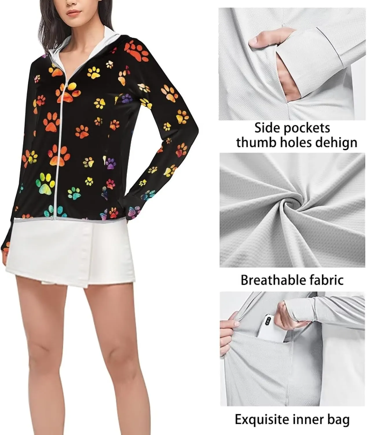 Swim Shirts Sunscreen Clothes Women's Athletic Jackets Thin Breathable Sun Protection Hooded Sport Coat S-2XL