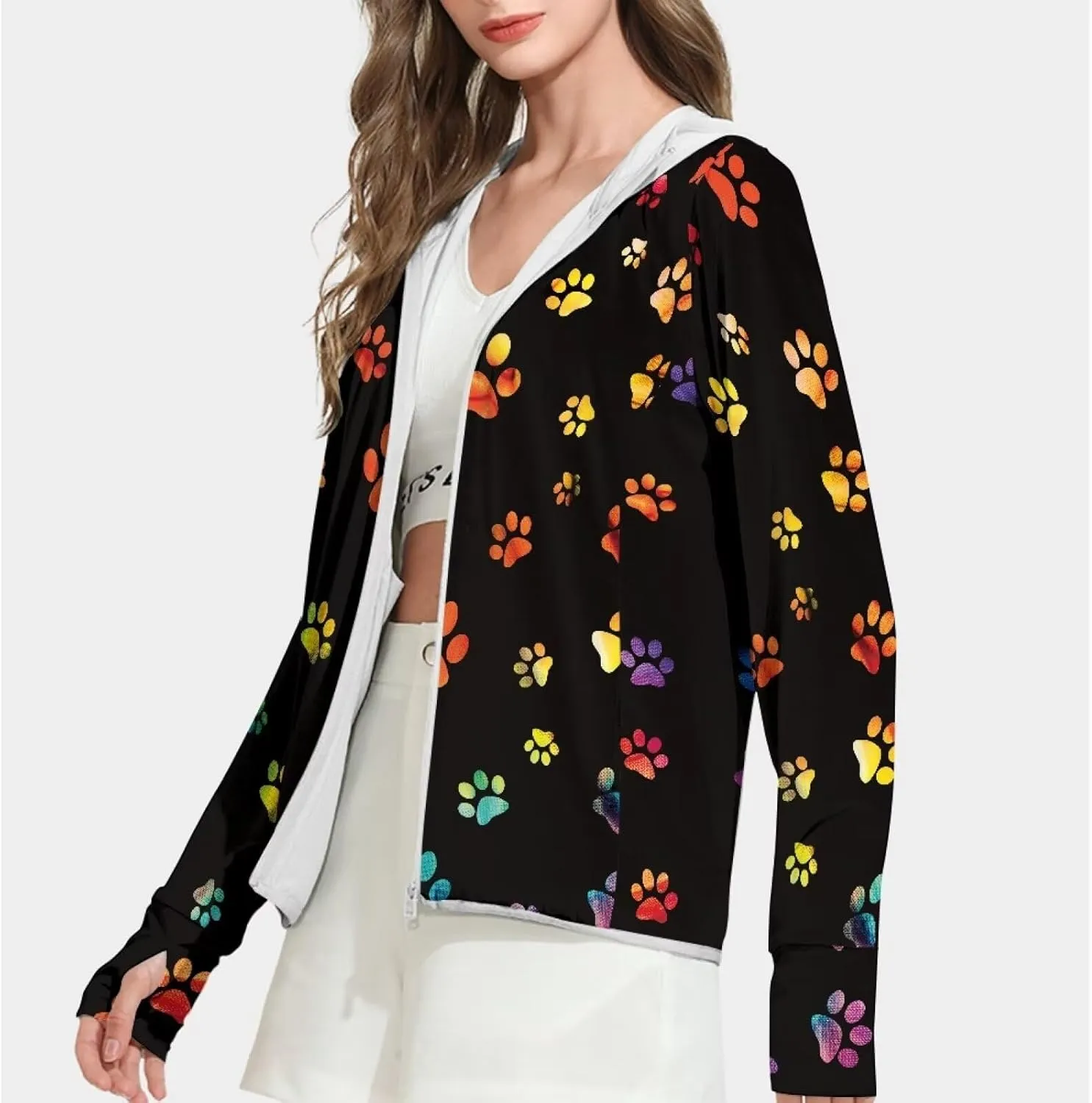 Swim Shirts Sunscreen Clothes Women's Athletic Jackets Thin Breathable Sun Protection Hooded Sport Coat S-2XL