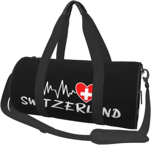 Switzerland Heartbeat Duffel Bag Gym Bag Travel Sports Tote Large Foldable Beach Swim Yoga3