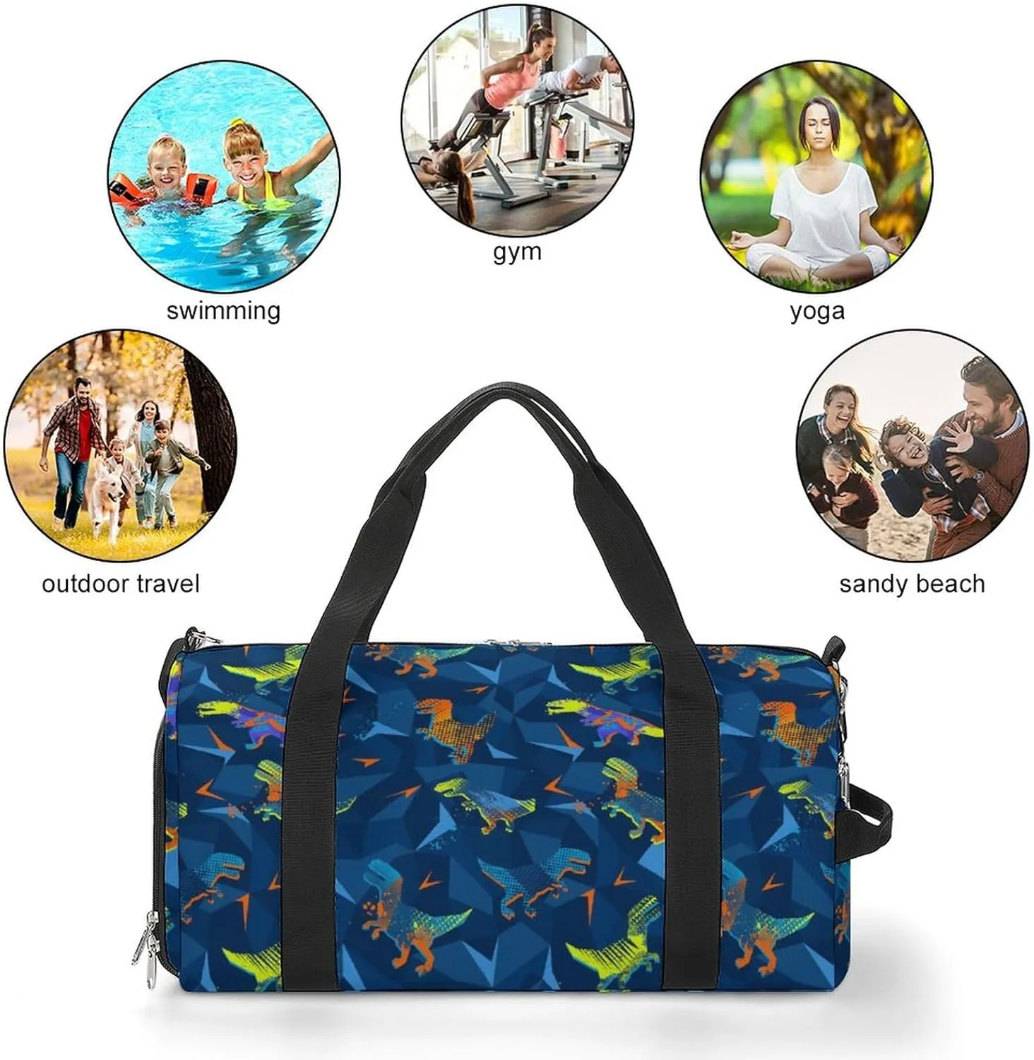 T Rexs Sports Tote Gym Bag for Women Men, Overnight Bag with Shoe Compartment Water Resistant