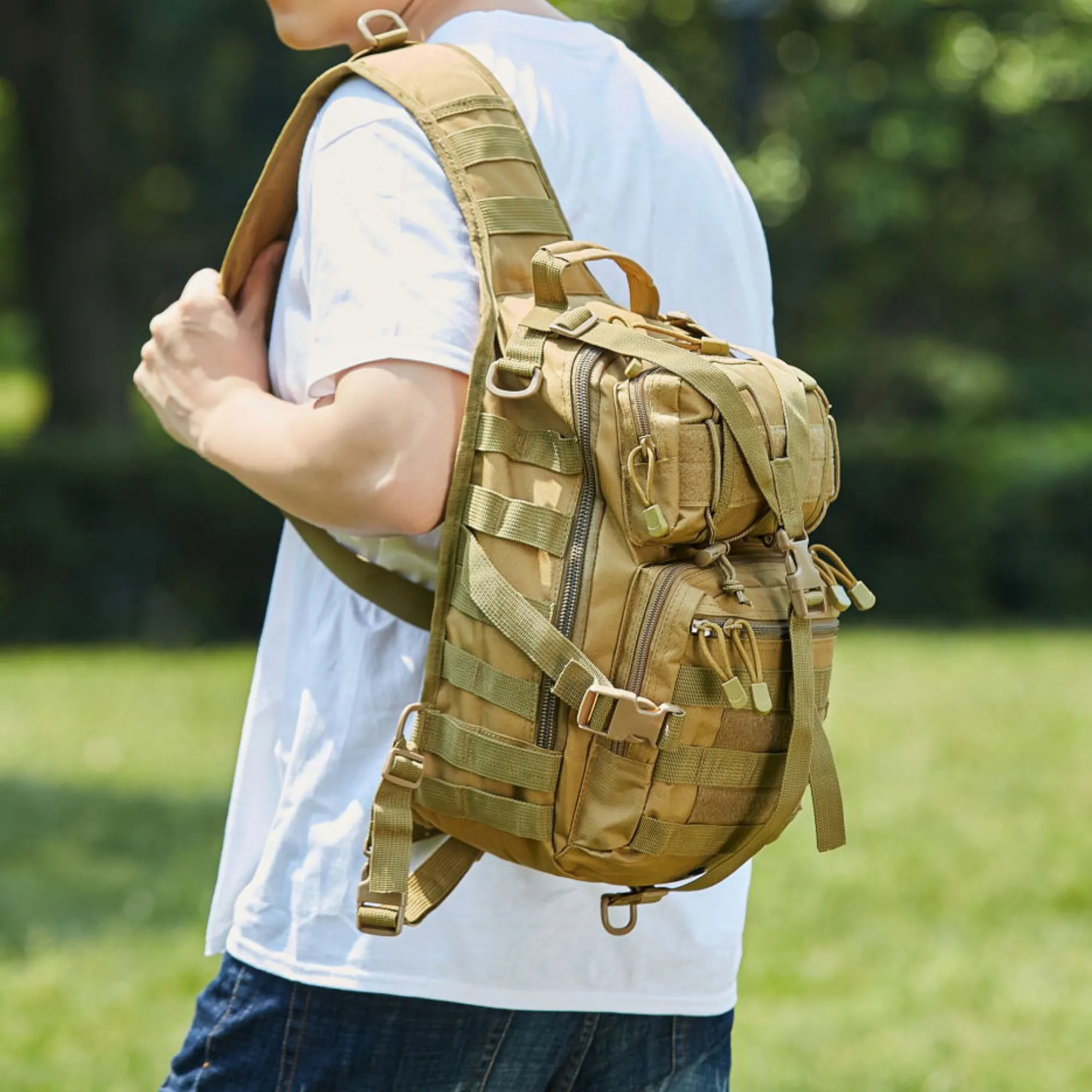 Tactical Military Sling Backpack 15L Shoulder Bag Molle Outdoor Daypack Backpack with Adjustable Strap by Jupiter Gear Home