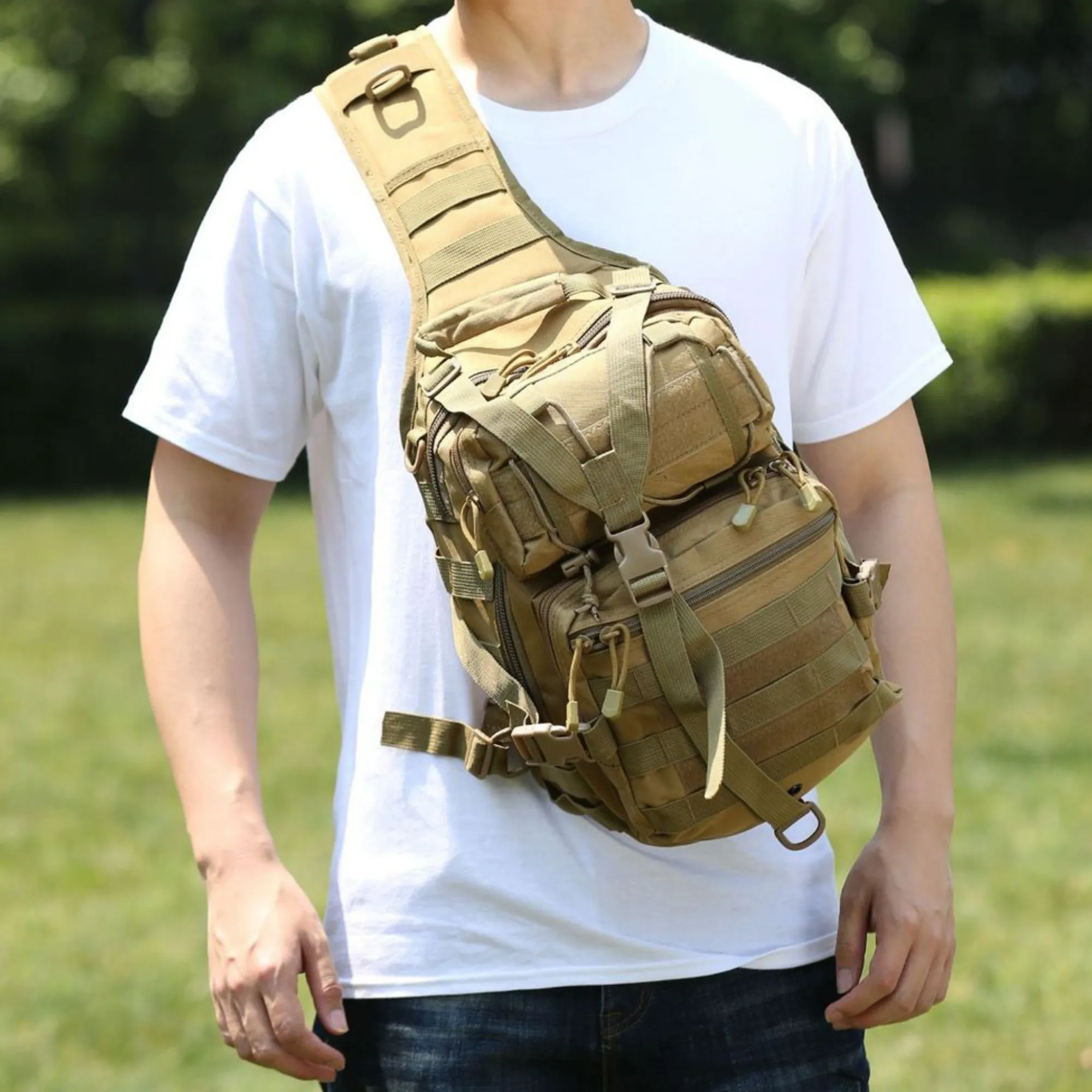 Tactical Military Sling Backpack 15L Shoulder Bag Molle Outdoor Daypack Backpack with Adjustable Strap by Jupiter Gear Home