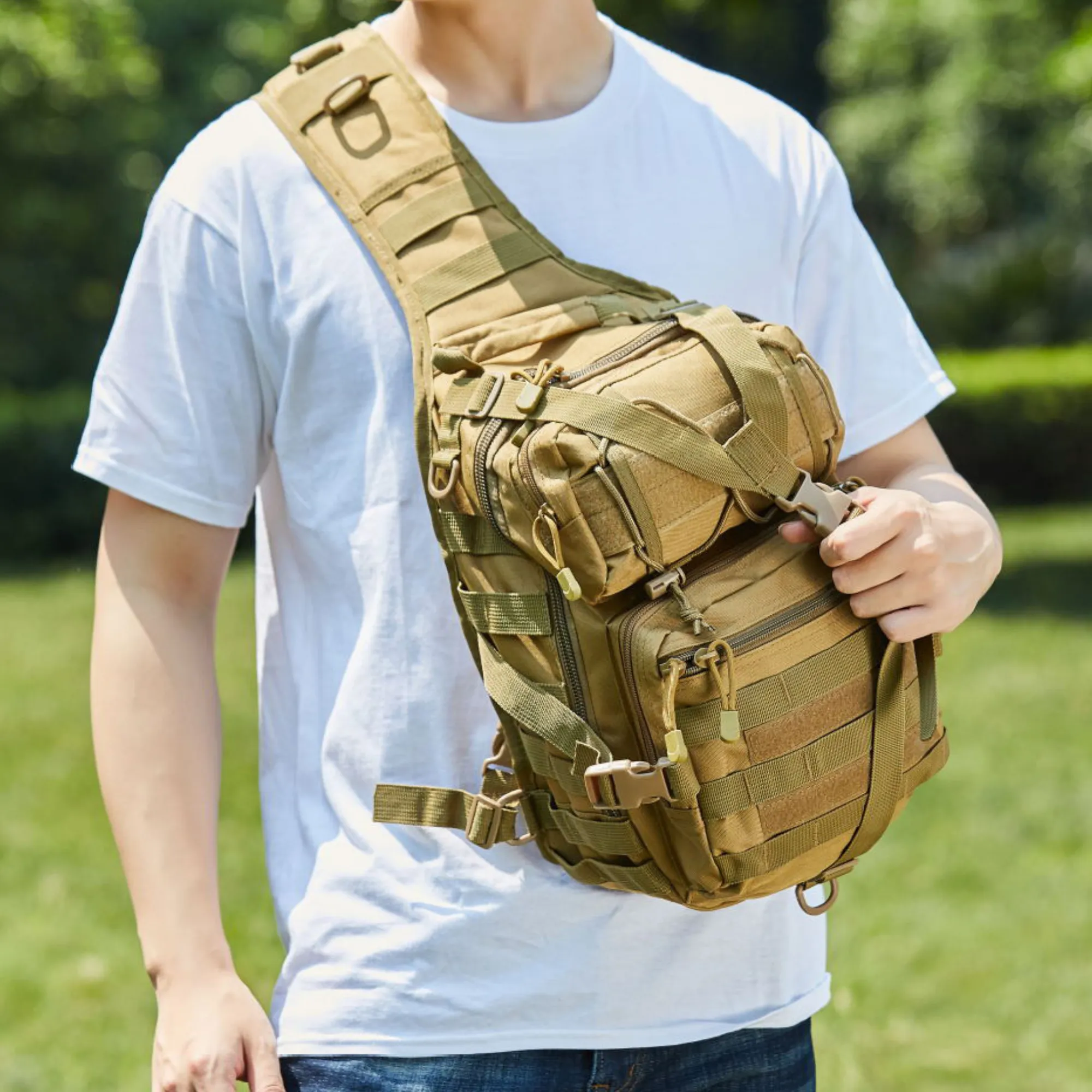 Tactical Military Sling Backpack 15L Shoulder Bag Molle Outdoor Daypack Backpack with Adjustable Strap by Jupiter Gear Home