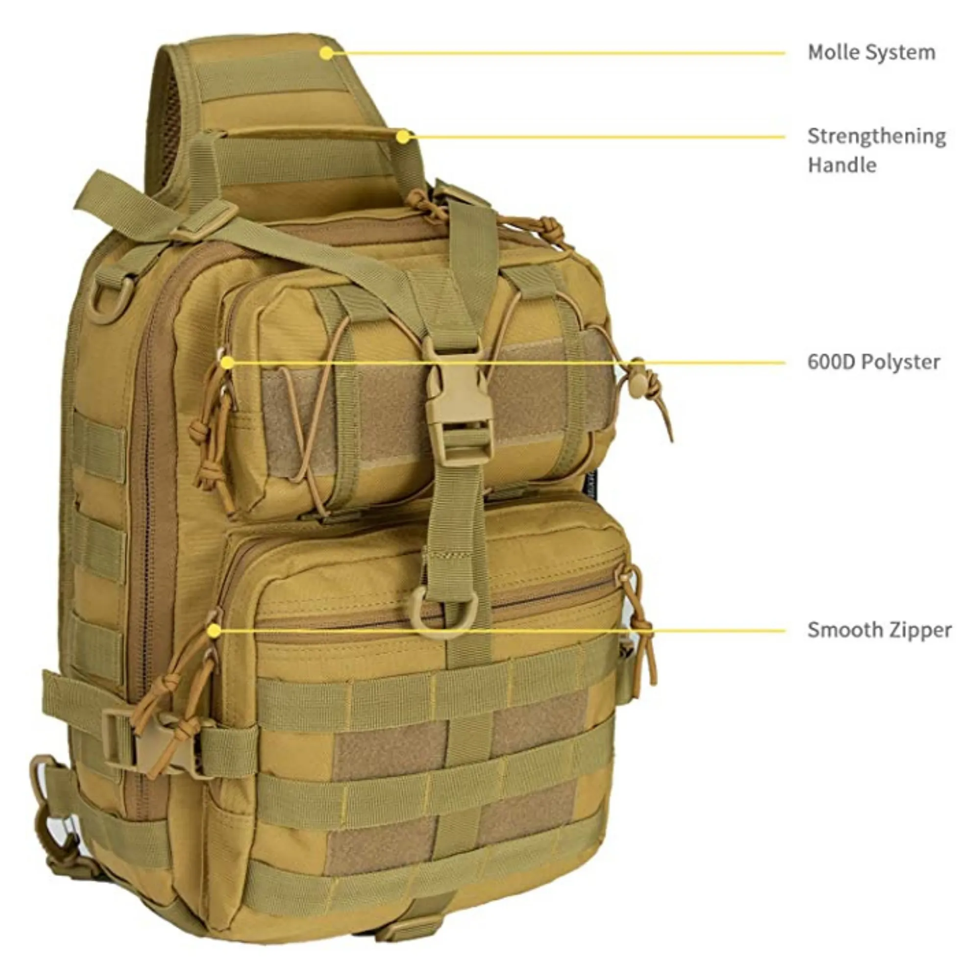 Tactical Military Sling Backpack 15L Shoulder Bag Molle Outdoor Daypack Backpack with Adjustable Strap by Jupiter Gear Home