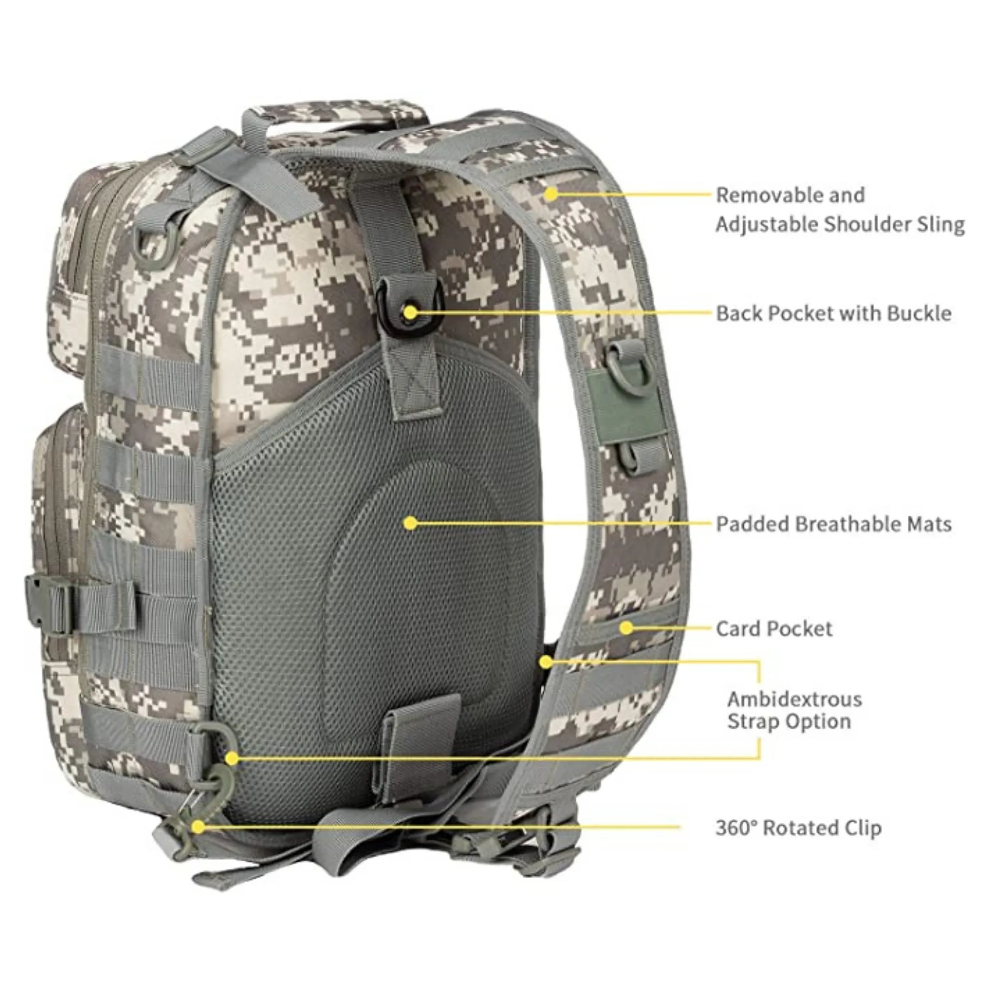Tactical Military Sling Backpack 15L Shoulder Bag Molle Outdoor Daypack Backpack with Adjustable Strap by Jupiter Gear Home