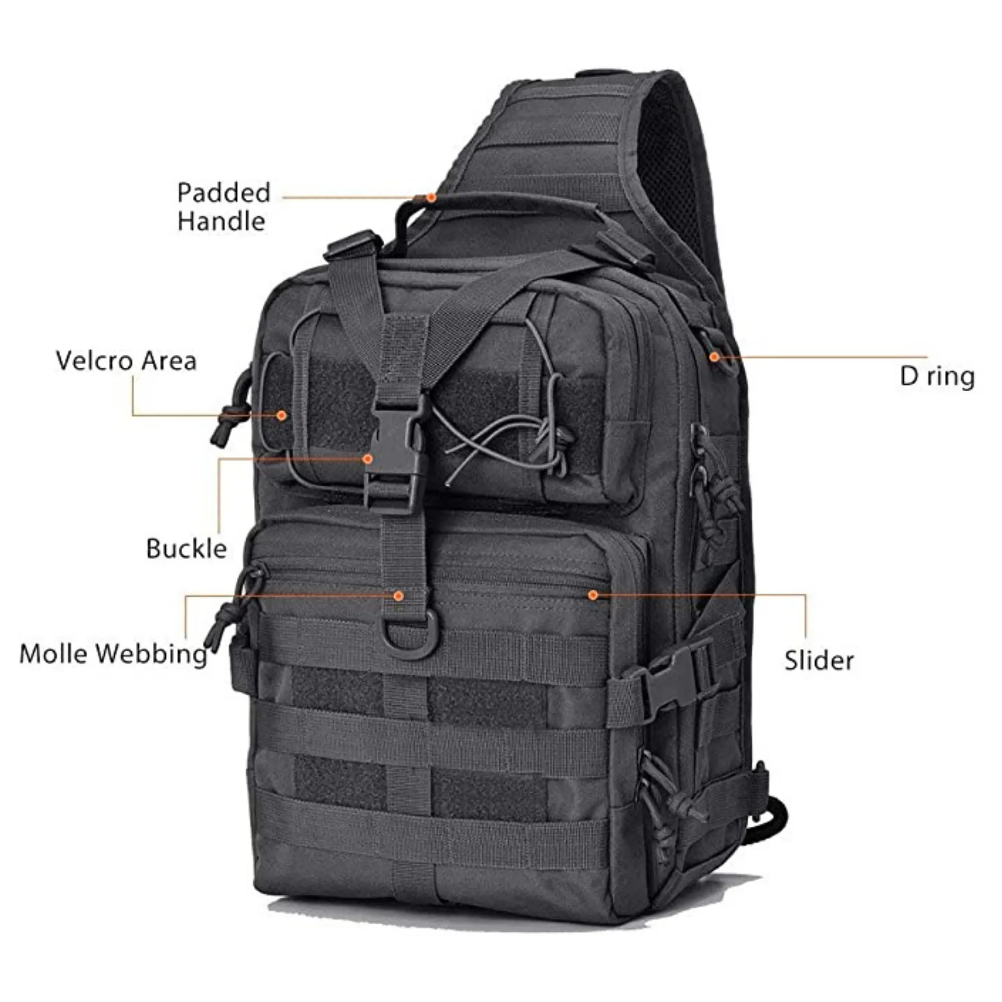 Tactical Military Sling Backpack 15L Shoulder Bag Molle Outdoor Daypack Backpack with Adjustable Strap by Jupiter Gear Home