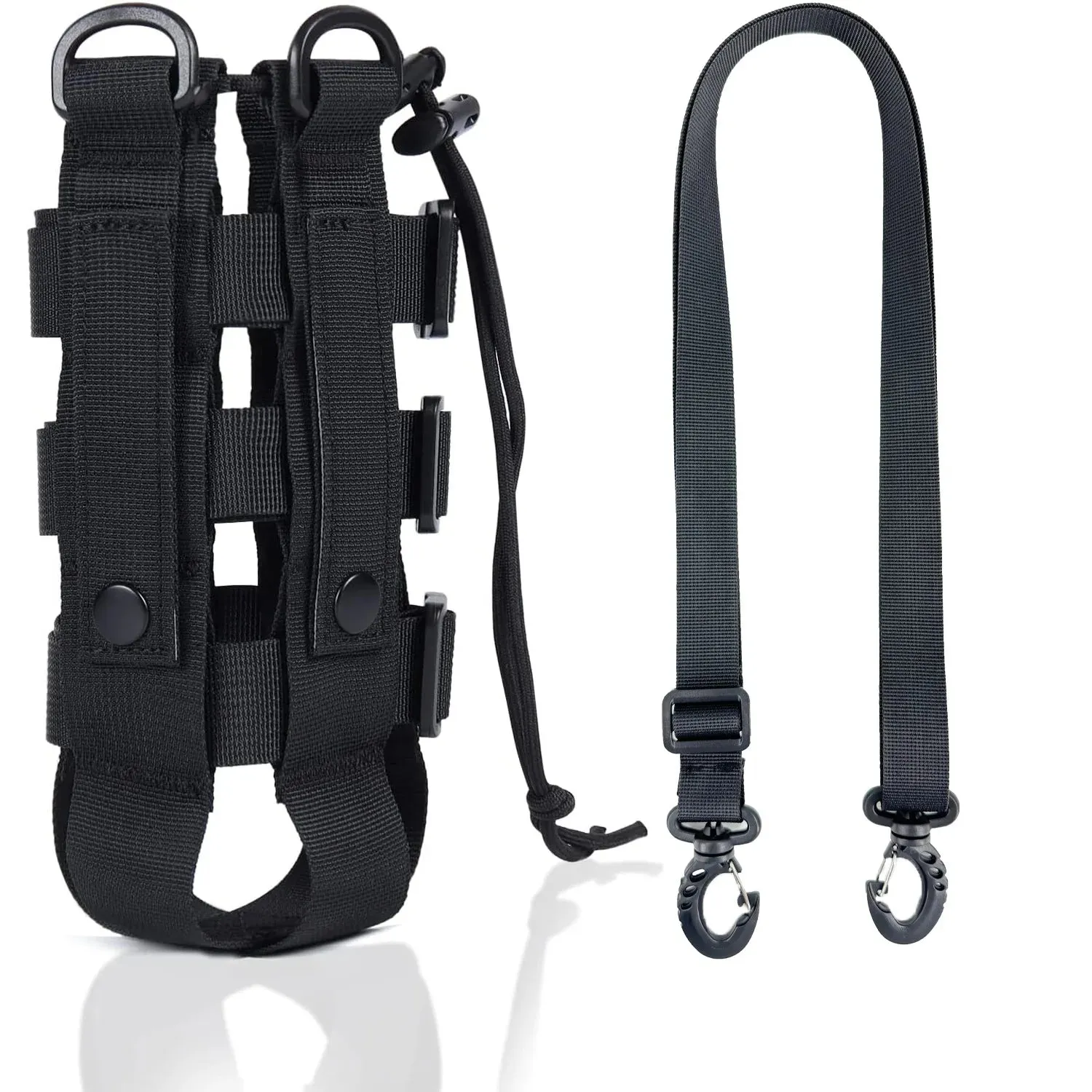 Tactical MOLLE Water Bottle Pouch – Outdoor Camping Hiking Hydration Bag with Carabiner Clip, Multi-Function Storage Holder for 500-800ml Bottles