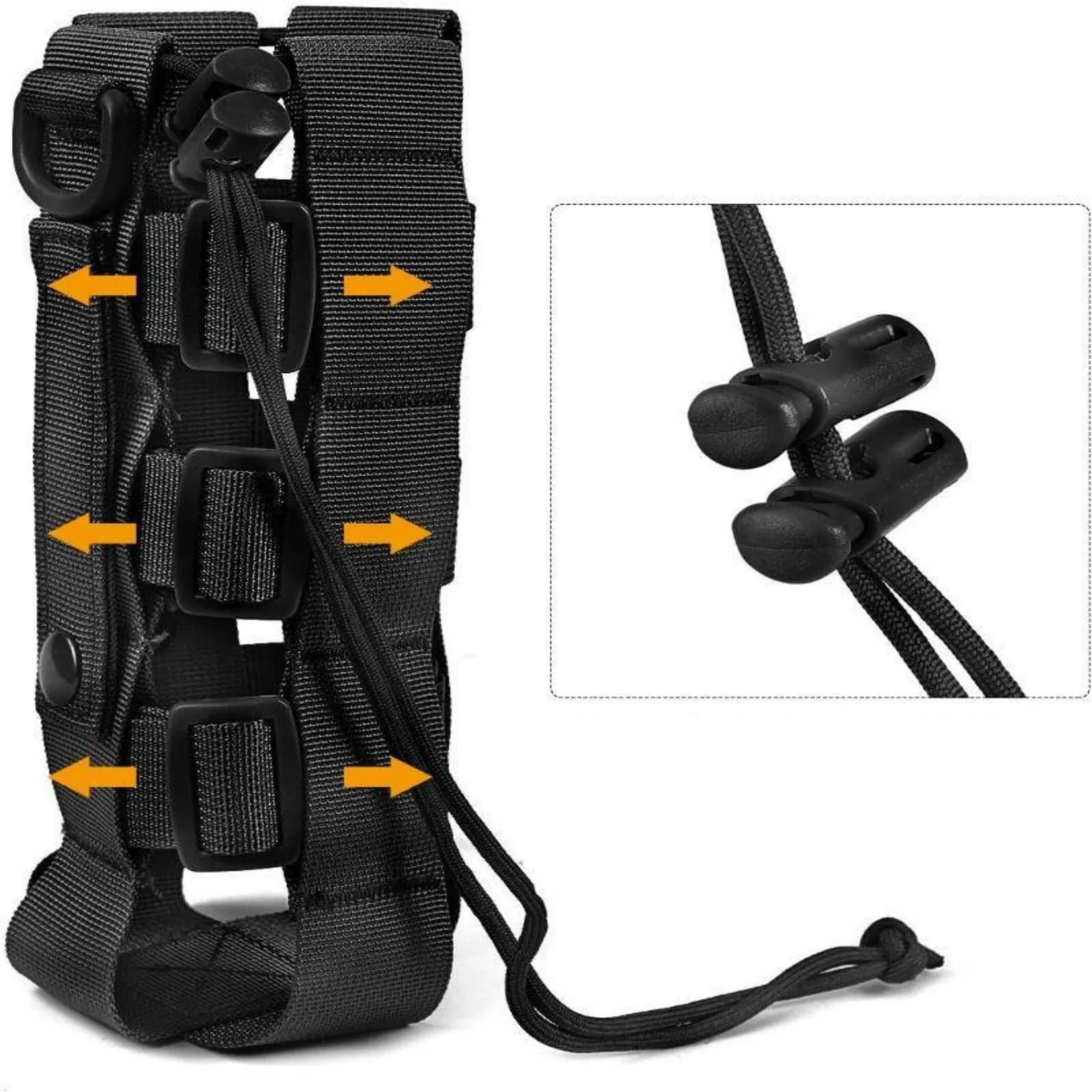 Tactical MOLLE Water Bottle Pouch – Outdoor Camping Hiking Hydration Bag with Carabiner Clip, Multi-Function Storage Holder for 500-800ml Bottles