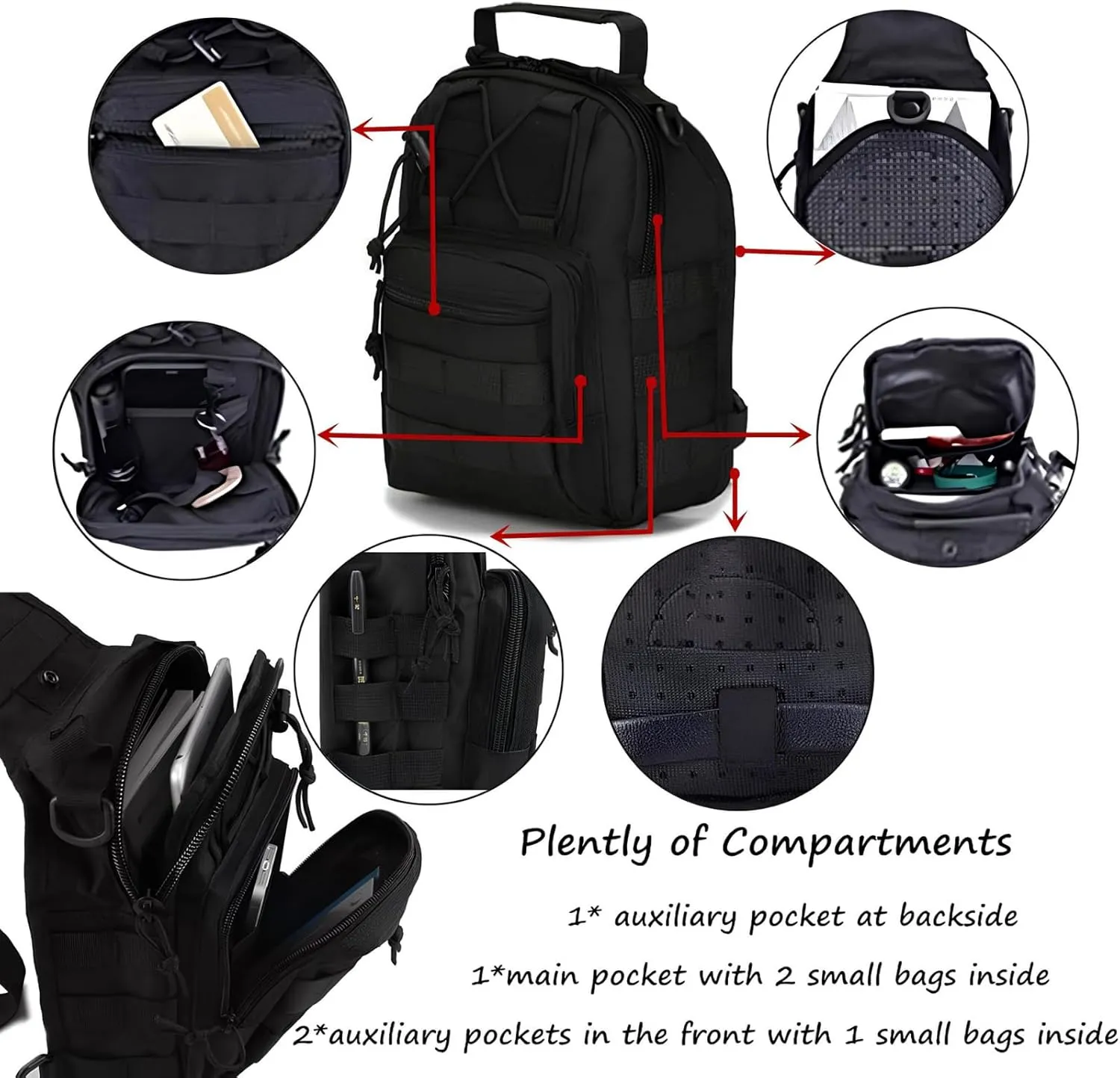 Tactical Shoulder Sling Bag Small Outdoor Chest Pack Backpack for Men Traveling, Trekking, Camping, Sling Backpack
