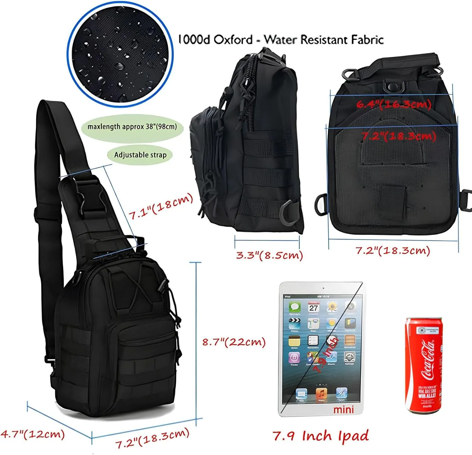 Tactical Shoulder Sling Bag Small Outdoor Chest Pack Backpack for Men Traveling, Trekking, Camping, Sling Backpack