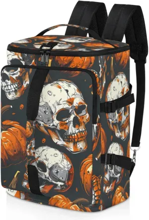 Tactical Sports Duffle Bag for Travel Waterproof Gym Bag with Shoe Compartment 48L Carry On Luggage for Men & Women 3-in-1 Durable Travel Luggage Halloween Skulls Pumpkins