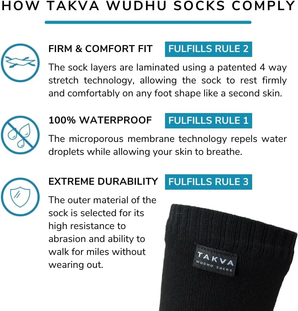 TAKVA Wudhu Socks | Bamboo Rayon Breathable Waterproof Socks Suitable for Various Outdoor Activities (Unisex)
