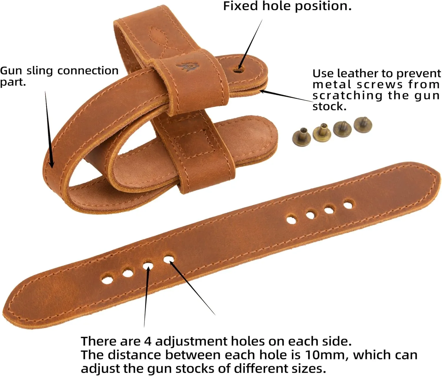 Tas Trost Adjustable Leather Barrel Sling Loop with No Drill Gun Stock Harness Adaptar for Hunting Shooting