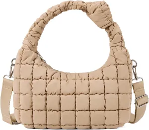 Telena Puffer Tote Bag for Women Lightweight Puffy Tote Bags Small Quilted Crossbody Shoulder Handbag with Detachable Strap