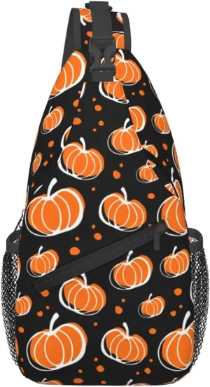 Thanksgiving Crossbody Sling Bag For Women Men Adjustable Pumpkins Chest Bag Shoulder Bag Sling Backpack Daypack For Sport Travel Hiking