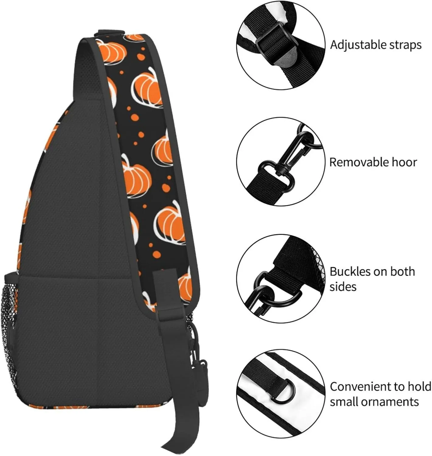 Thanksgiving Crossbody Sling Bag For Women Men Adjustable Pumpkins Chest Bag Shoulder Bag Sling Backpack Daypack For Sport Travel Hiking