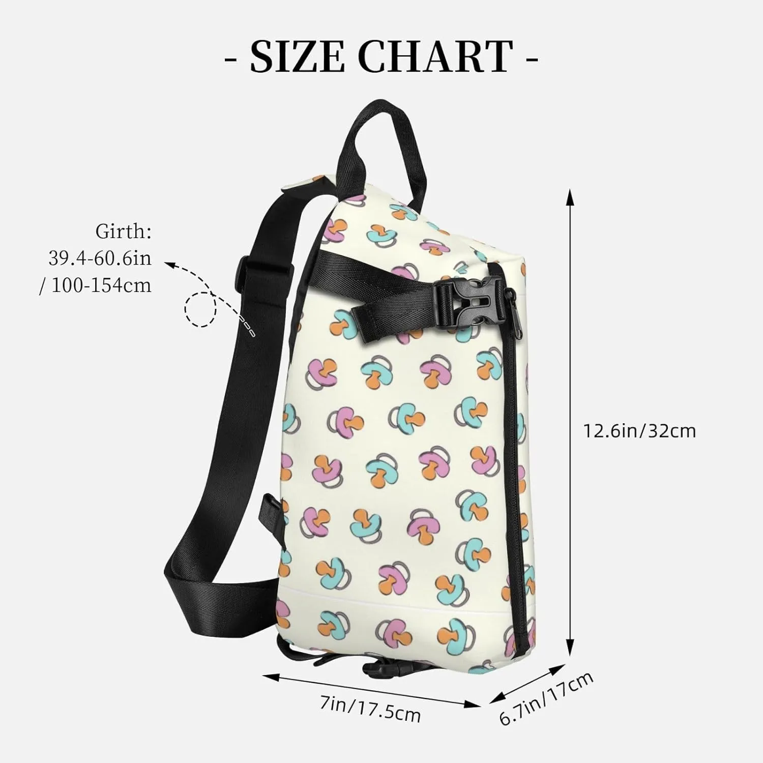 ThAyLa Adorable Pacifier Sling Bag For Women Casual Crossbody Backpack Shoulder Bag Chest Bag Daypack For Hiking Sports
