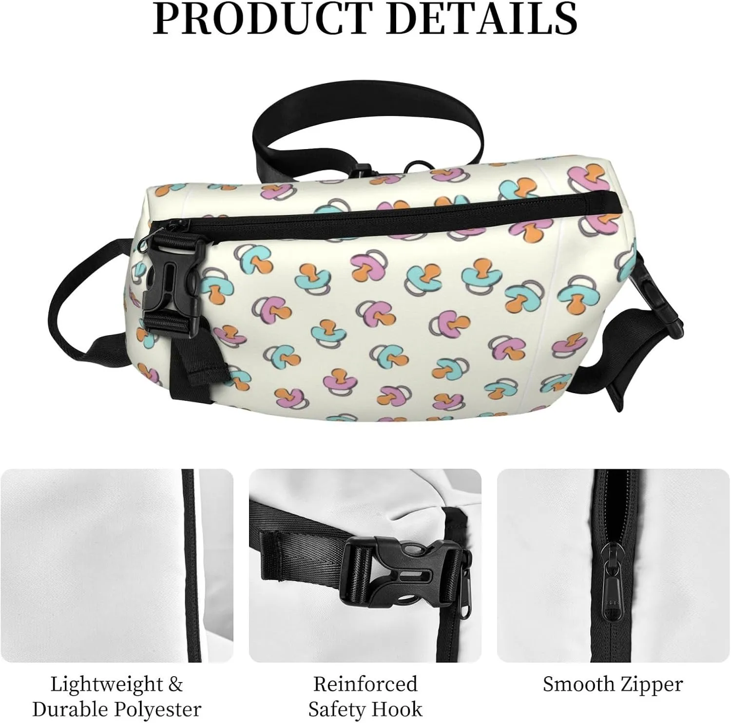 ThAyLa Adorable Pacifier Sling Bag For Women Casual Crossbody Backpack Shoulder Bag Chest Bag Daypack For Hiking Sports