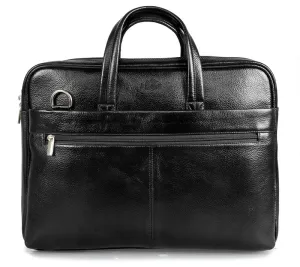 The Clownfish 14 inch Leather Laptop Briefcase | Stylish and Durable | 15.6 Inch Compatible | Black