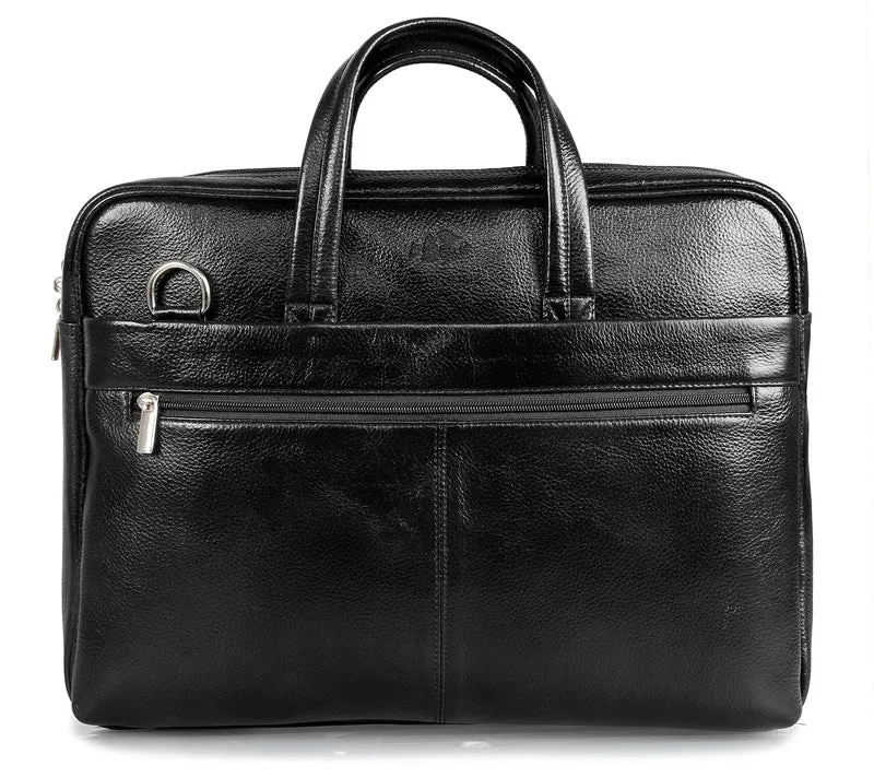 The Clownfish 14 inch Leather Laptop Briefcase | Stylish and Durable | 15.6 Inch Compatible | Black