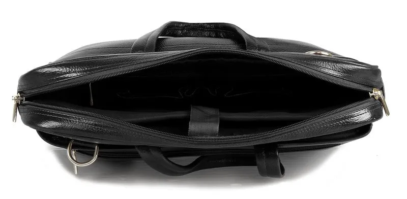 The Clownfish 14 inch Leather Laptop Briefcase | Stylish and Durable | 15.6 Inch Compatible | Black