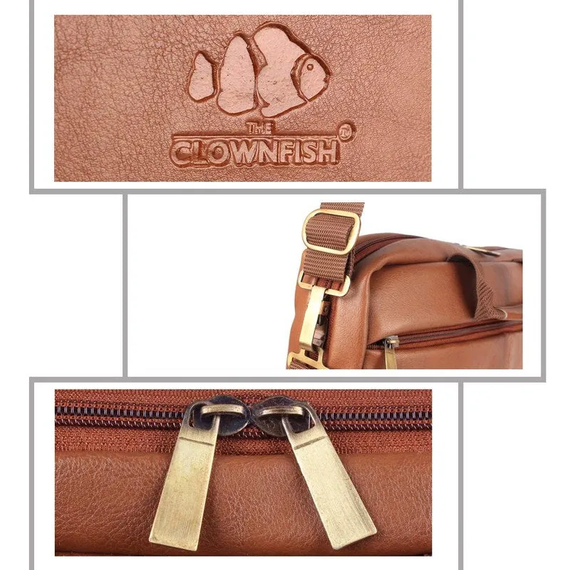 THE CLOWNFISH 15.6" Leatherette Laptop Briefcase - Water Resistant | Adjustable Shoulder Strap | Black