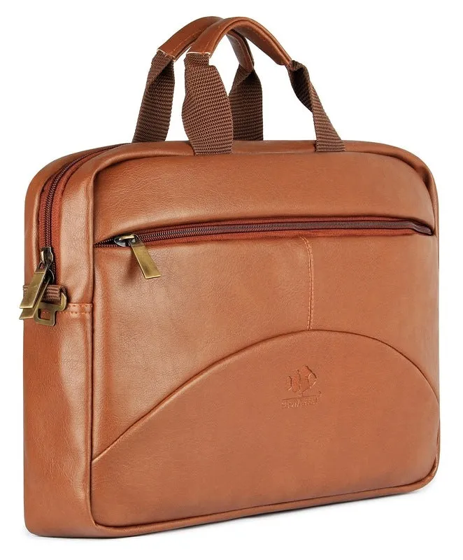 THE CLOWNFISH 15.6" Leatherette Laptop Briefcase - Water Resistant | Adjustable Shoulder Strap | Black