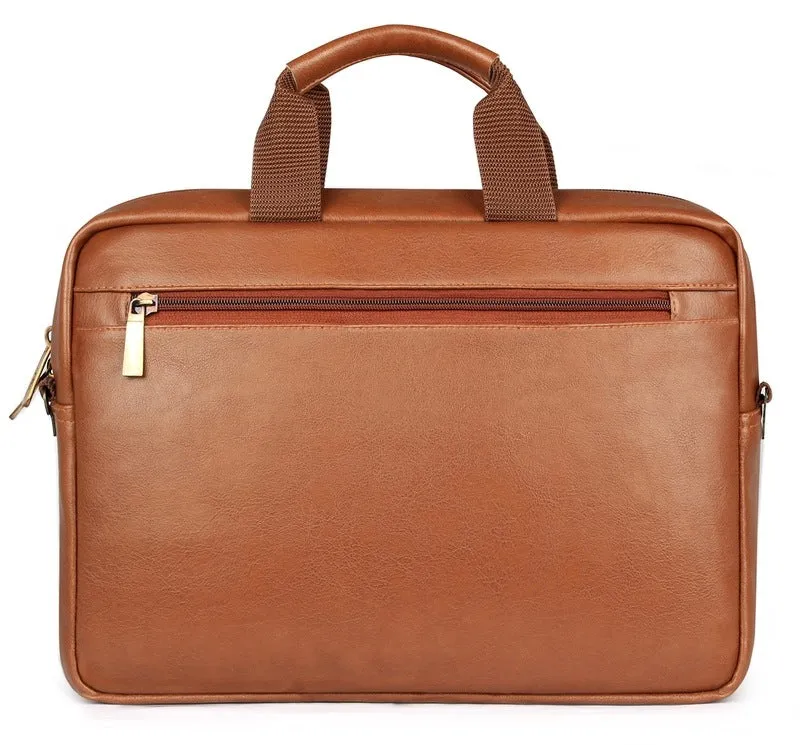 THE CLOWNFISH 15.6" Leatherette Laptop Briefcase - Water Resistant | Adjustable Shoulder Strap | Black