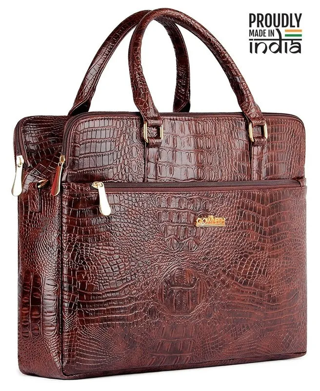THE CLOWNFISH Crocadila Women Messenger Bag - Elegant, Durable Design | Adjustable Strap | 15.6 inches | Rust