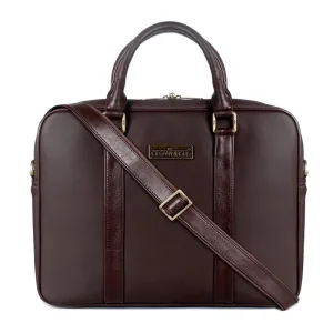 THE CLOWNFISH Faux Leather 15.6 inch Laptop Messenger Bag Briefcase (Dark Brown)