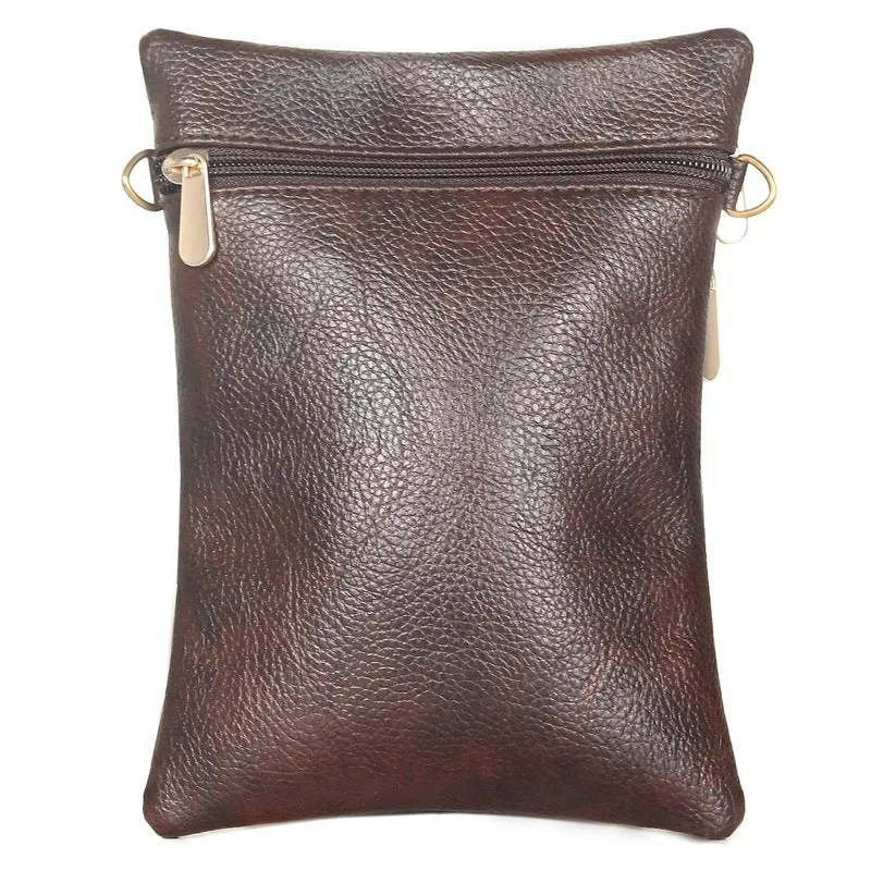 THE CLOWNFISH Hazel Sling Bag - Faux Leather, 3 Zip Pockets | 0.9L Capacity | Dark Brown