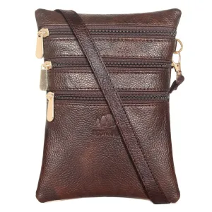 THE CLOWNFISH Hazel Sling Bag - Faux Leather, 3 Zip Pockets | 0.9L Capacity | Dark Brown