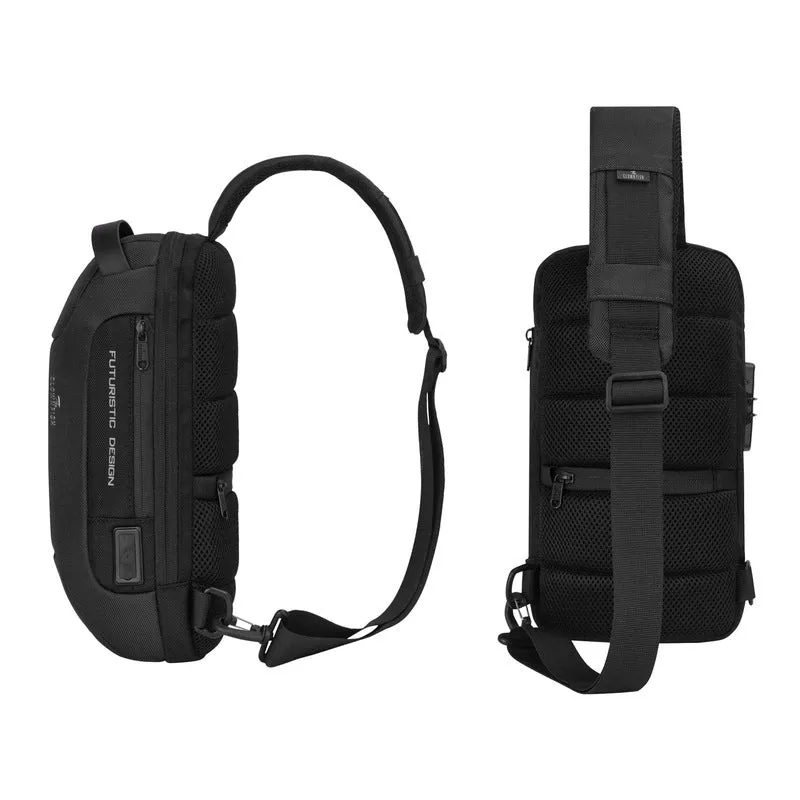 THE CLOWNFISH Multifunctional Water Resistant Sling bag with USB Charging Polyester Material (Camouflage)