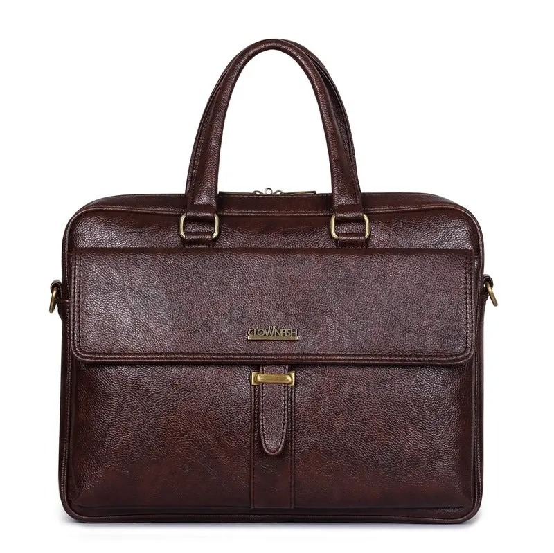 THE CLOWNFISH Vogue Laptop Messenger Bag for 14 inch laptops - Dark Brown