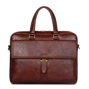 THE CLOWNFISH Vogue Laptop Messenger Bag - Padded Compartment | Adjustable Shoulder Strap | 14 inch | Cinnamon