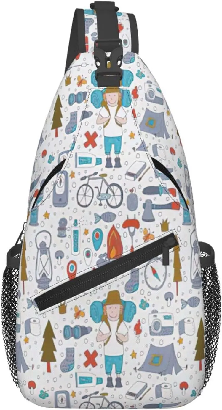 The Nature Wildlands Activities Pattern Print Sling Bag Crossbody Backpack For Women Men Hiking Travel Over The Shoulder Multipurpose Bag