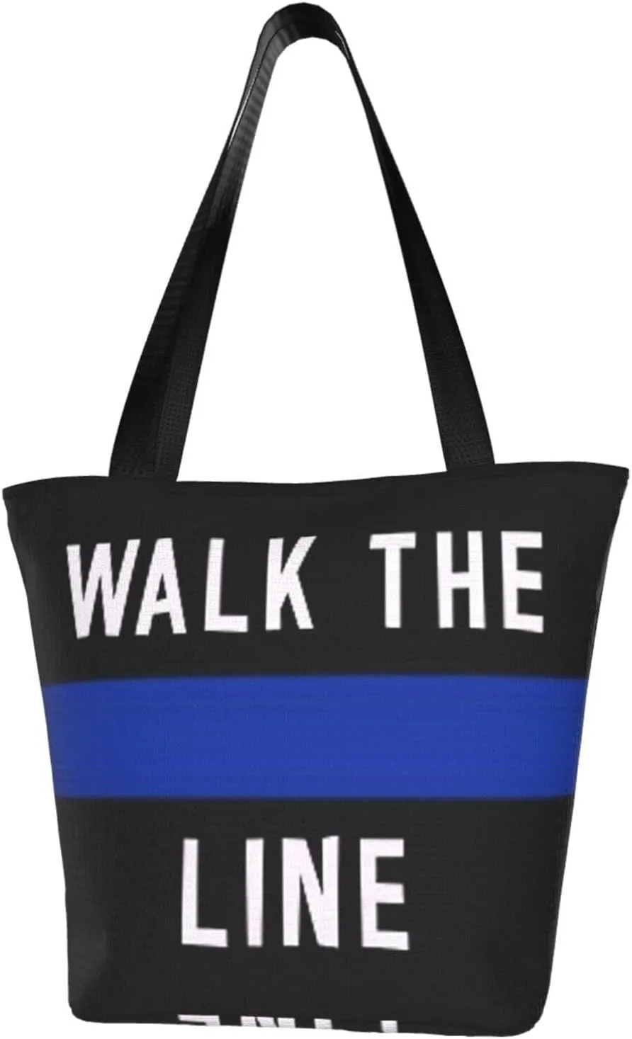 Thin Blue Line Women's Tote Bag Lightweight Shoulder Bag Shopping Handbag Large Capacity Handbag With Zipper