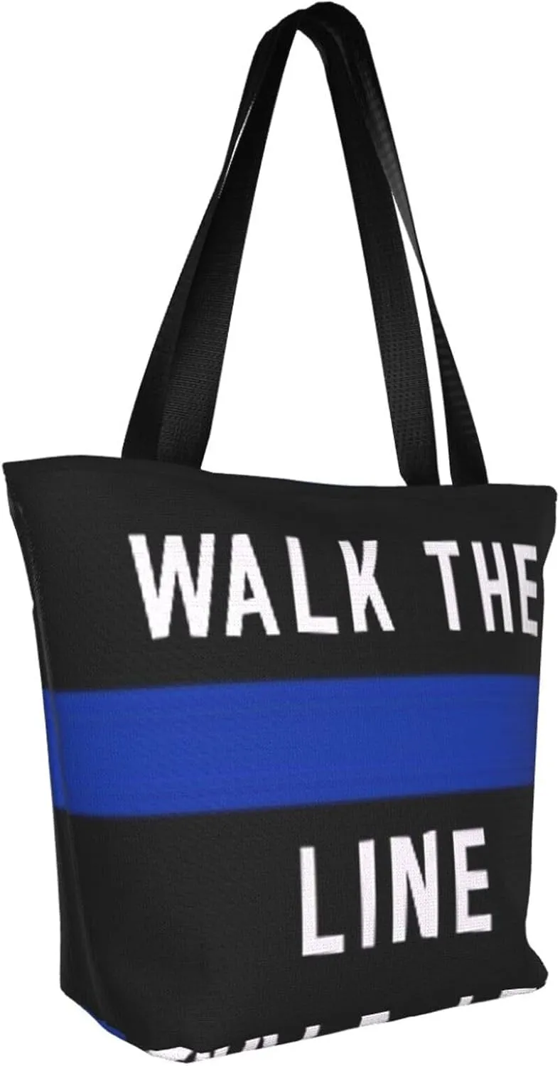 Thin Blue Line Women's Tote Bag Lightweight Shoulder Bag Shopping Handbag Large Capacity Handbag With Zipper