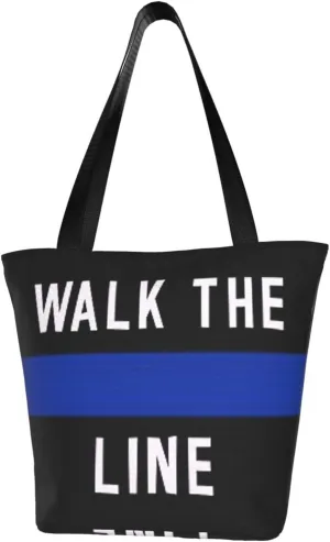 Thin Blue Line Women's Tote Bag Lightweight Shoulder Bag Shopping Handbag Large Capacity Handbag With Zipper