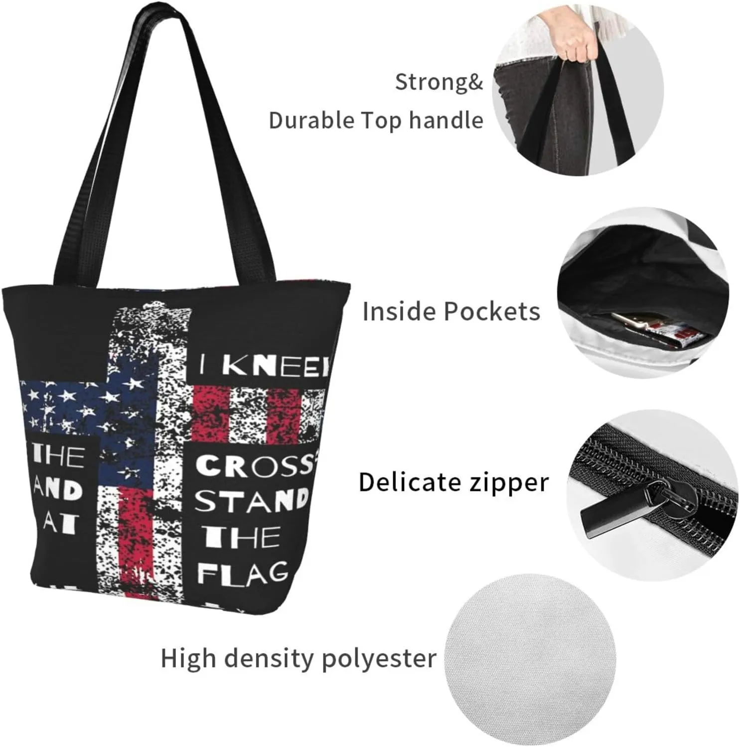 Thin Blue Line Women's Tote Bag Lightweight Shoulder Bag Shopping Handbag Large Capacity Handbag With Zipper