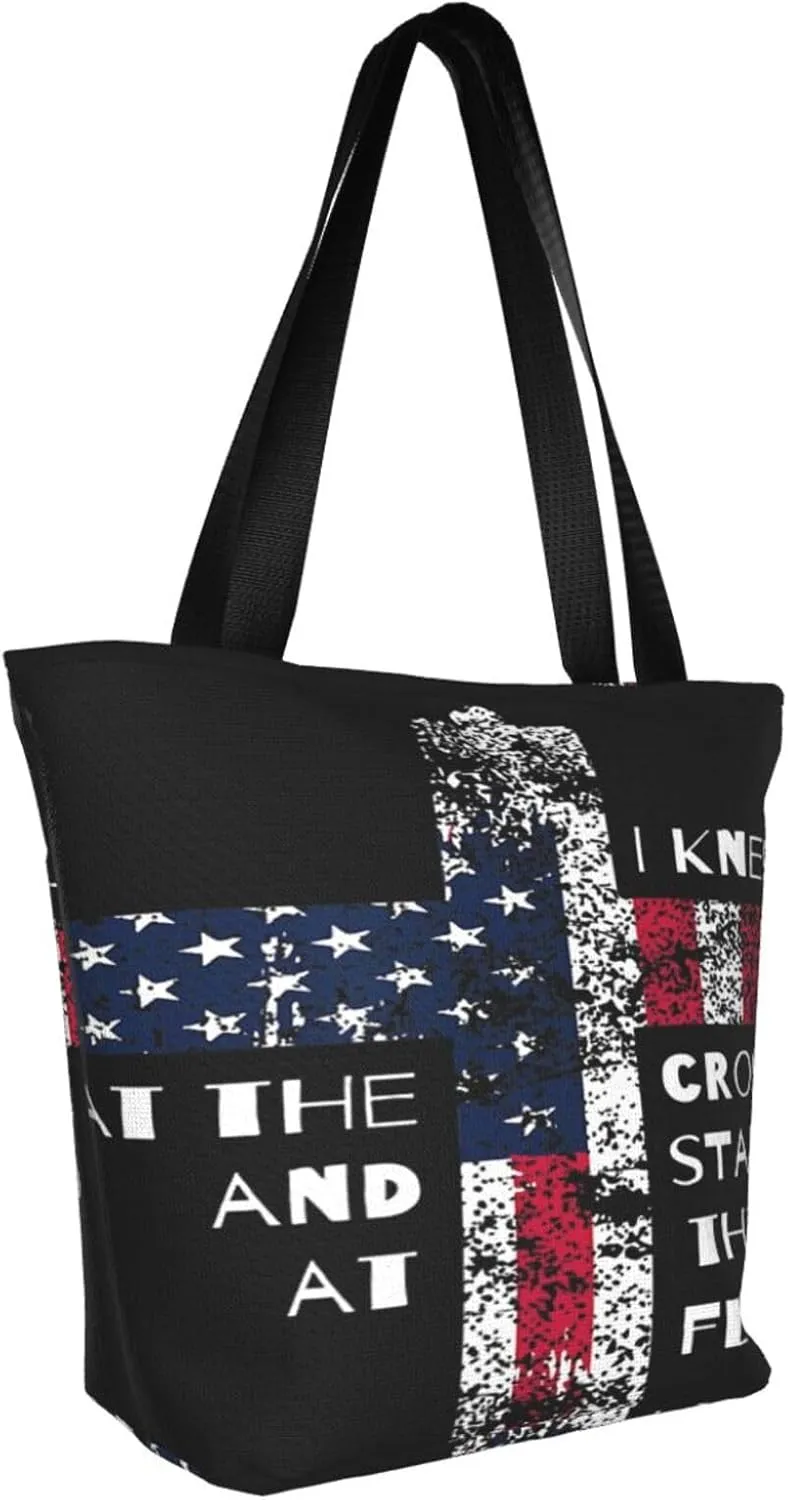 Thin Blue Line Women's Tote Bag Lightweight Shoulder Bag Shopping Handbag Large Capacity Handbag With Zipper