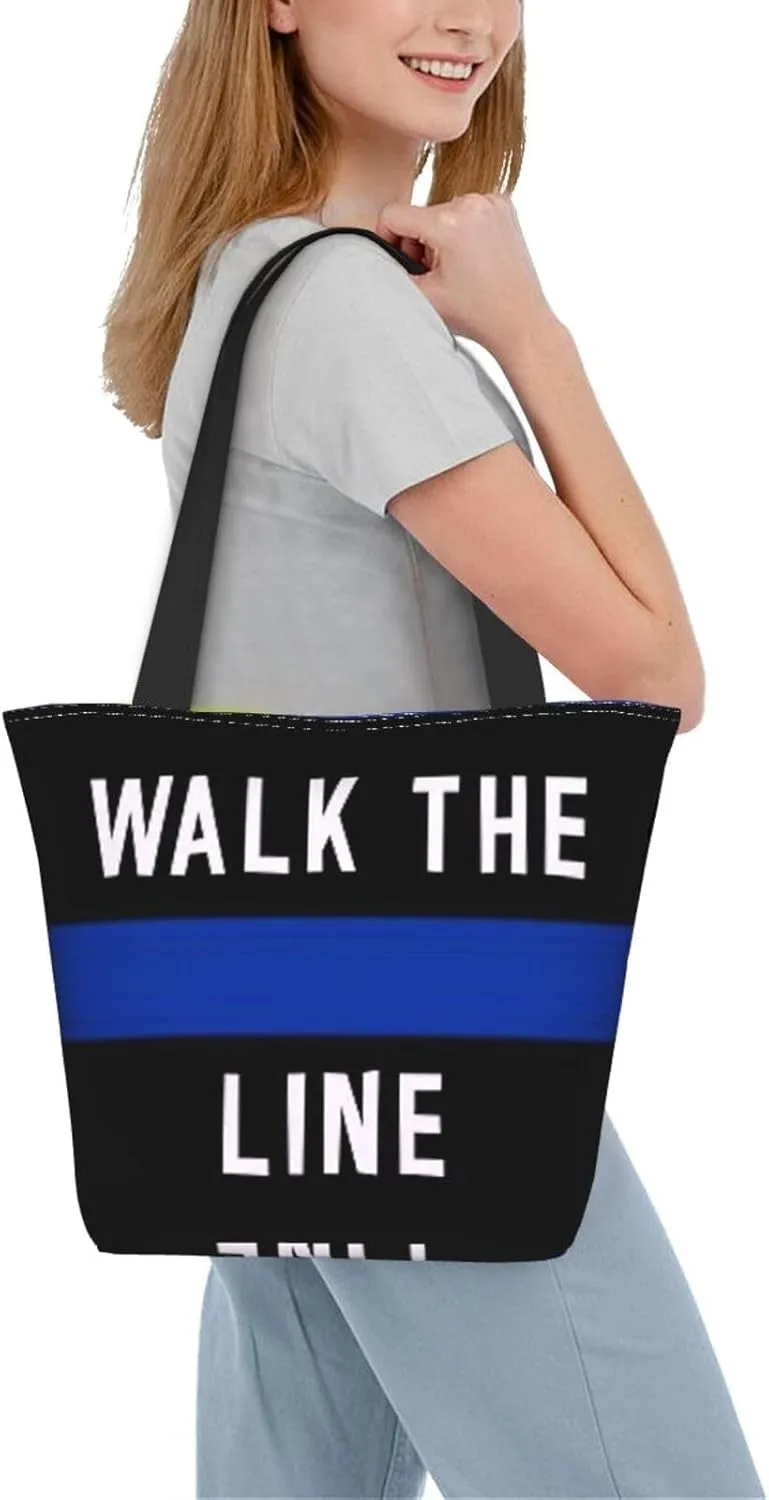 Thin Blue Line Women's Tote Bag Lightweight Shoulder Bag Shopping Handbag Large Capacity Handbag With Zipper